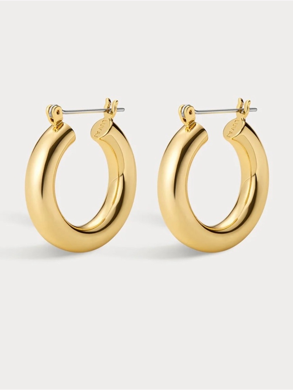Luv AJ Gold Amalfi Plain & Pave Hoop Earrings Bundle - Picture 2 of 4